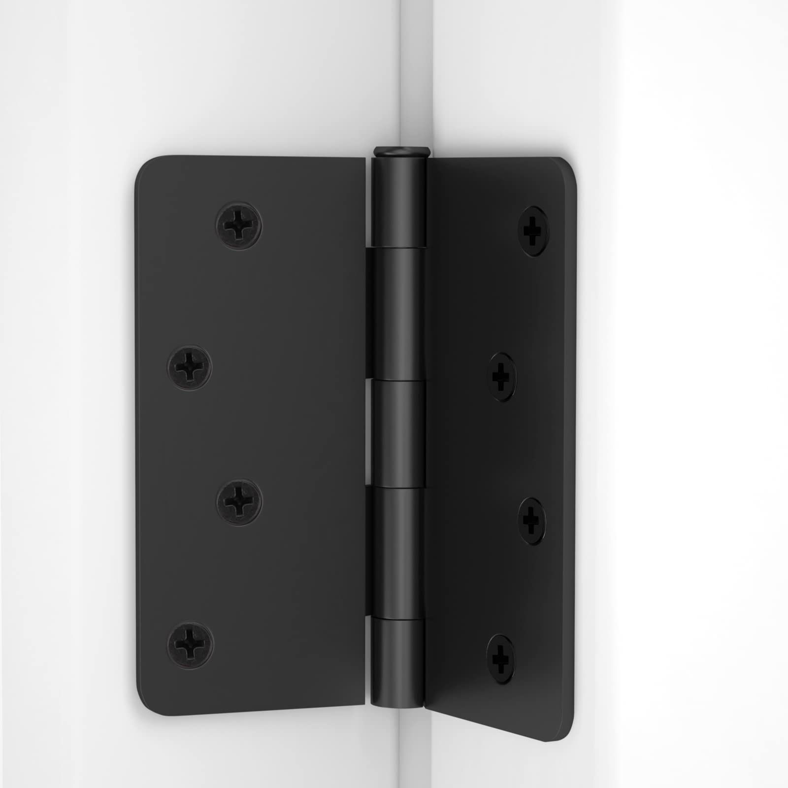 Black 4 Inch 8 Holes Oil Rubbed 1/4"Round Corner Residential Door Hinges