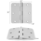 Brushed Nickel 3.5 inch with 1/4 Radius Corners Hinges for Doors Interior