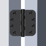 Stainless Steel Black Ball Bearing 4'' with 5/8'' Radius Corners Door Hinges for Heavy-Duty Door
