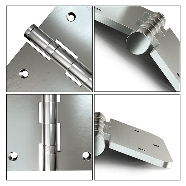304 Stainless Steel Satin Nickel 4in x 4in with 5/8'' Radius Corners Door Hinges for Exterior Doors