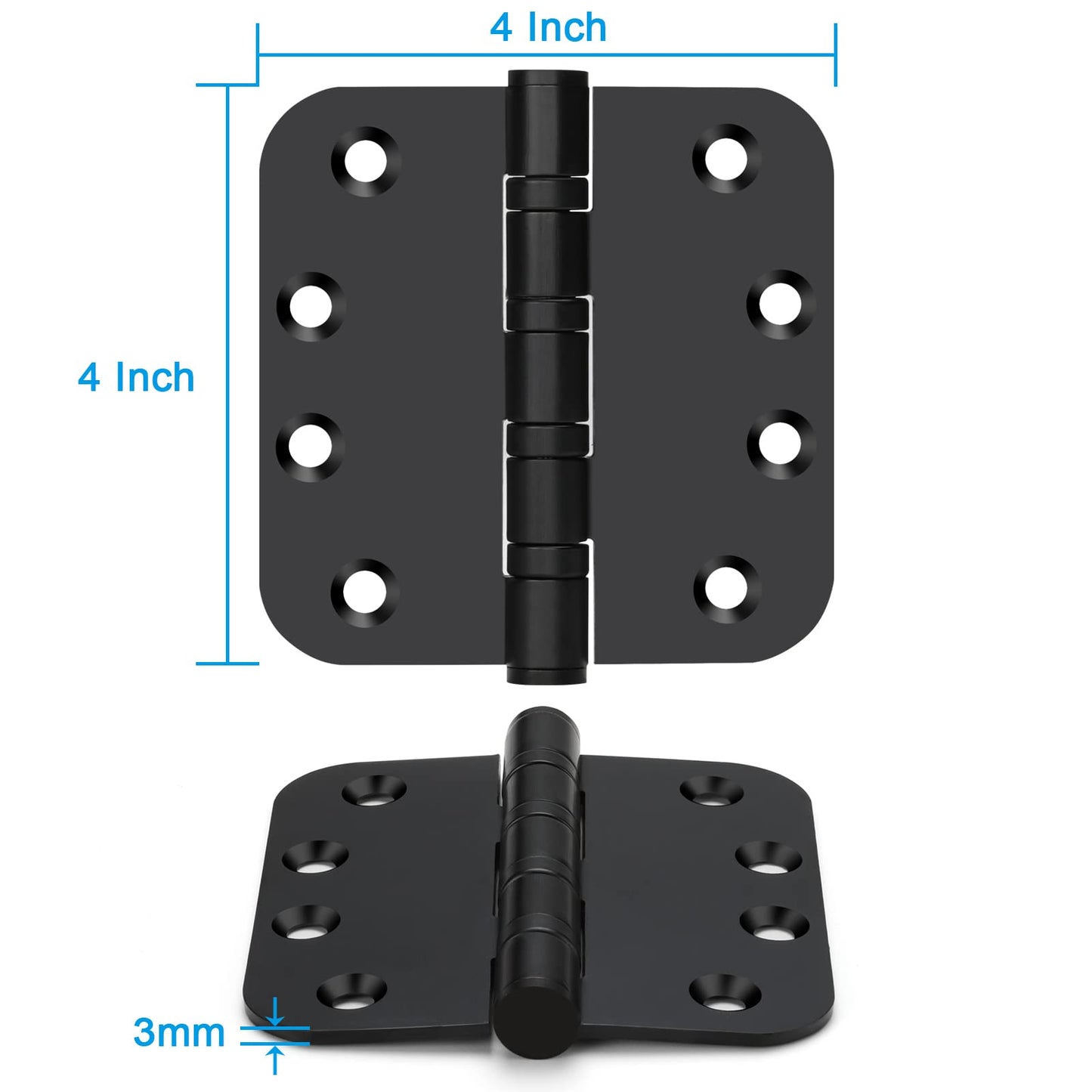 Stainless Steel Black Ball Bearing 4'' with 5/8'' Radius Corners Door Hinges for Heavy-Duty Door
