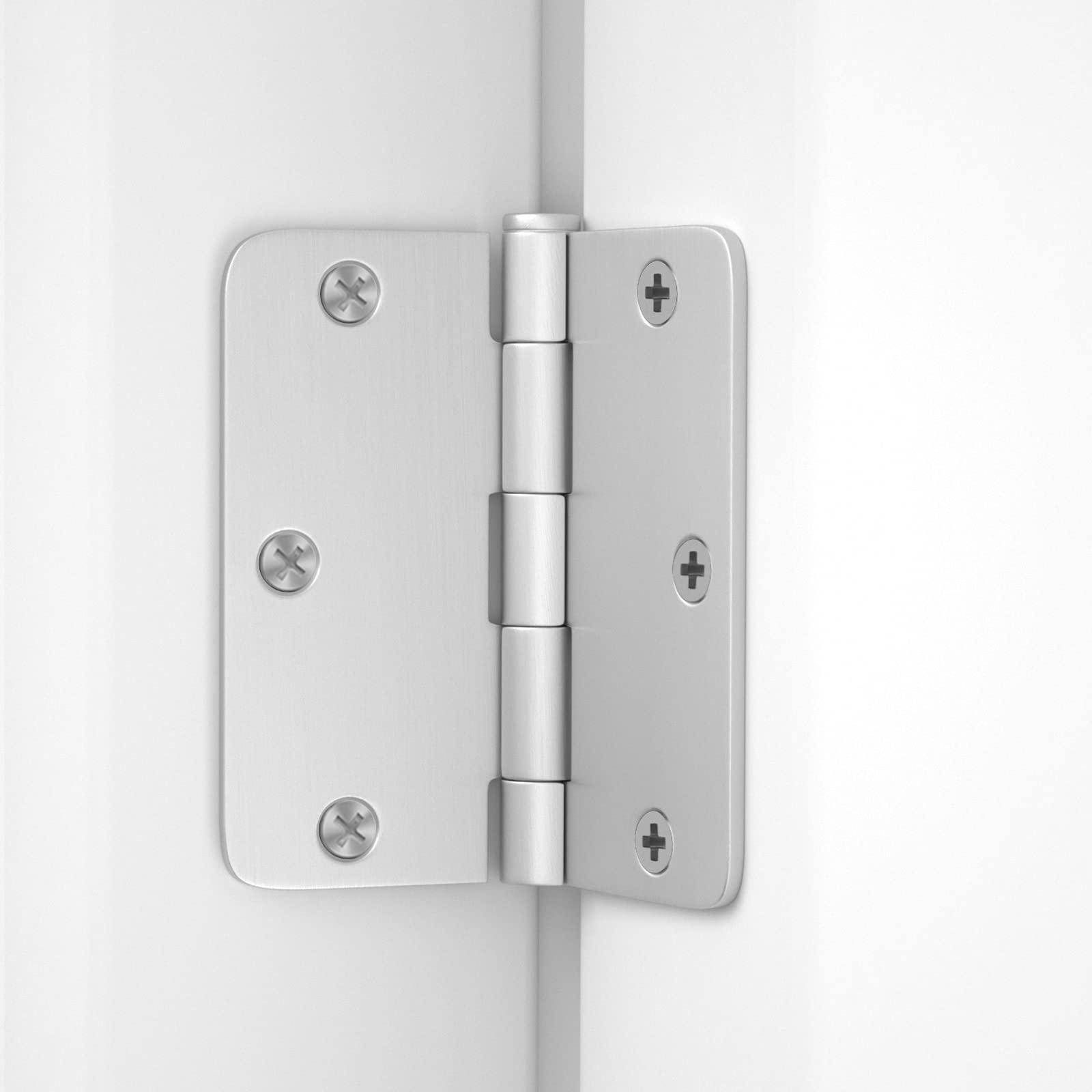 Brushed Nickel 3.5 inch with 1/4 Radius Corners Hinges for Doors Interior
