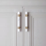 French Crystal Marble Brass Cabinet Drawer Handle