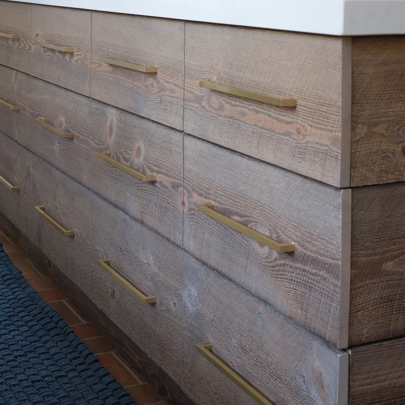 Gold Square Brushed Brass Kitchen Handles
