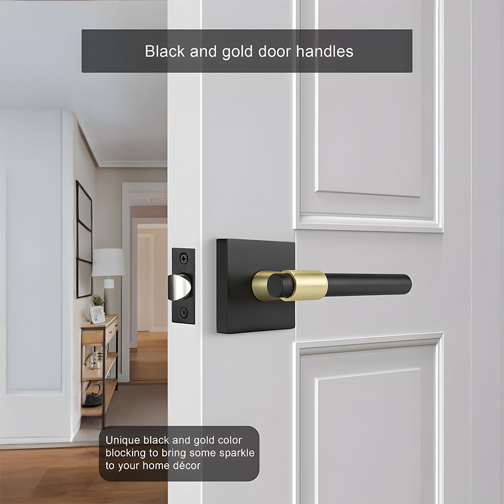 Zinc Alloy Black Gold Interior Door Handle Heavy Duty Door Lever