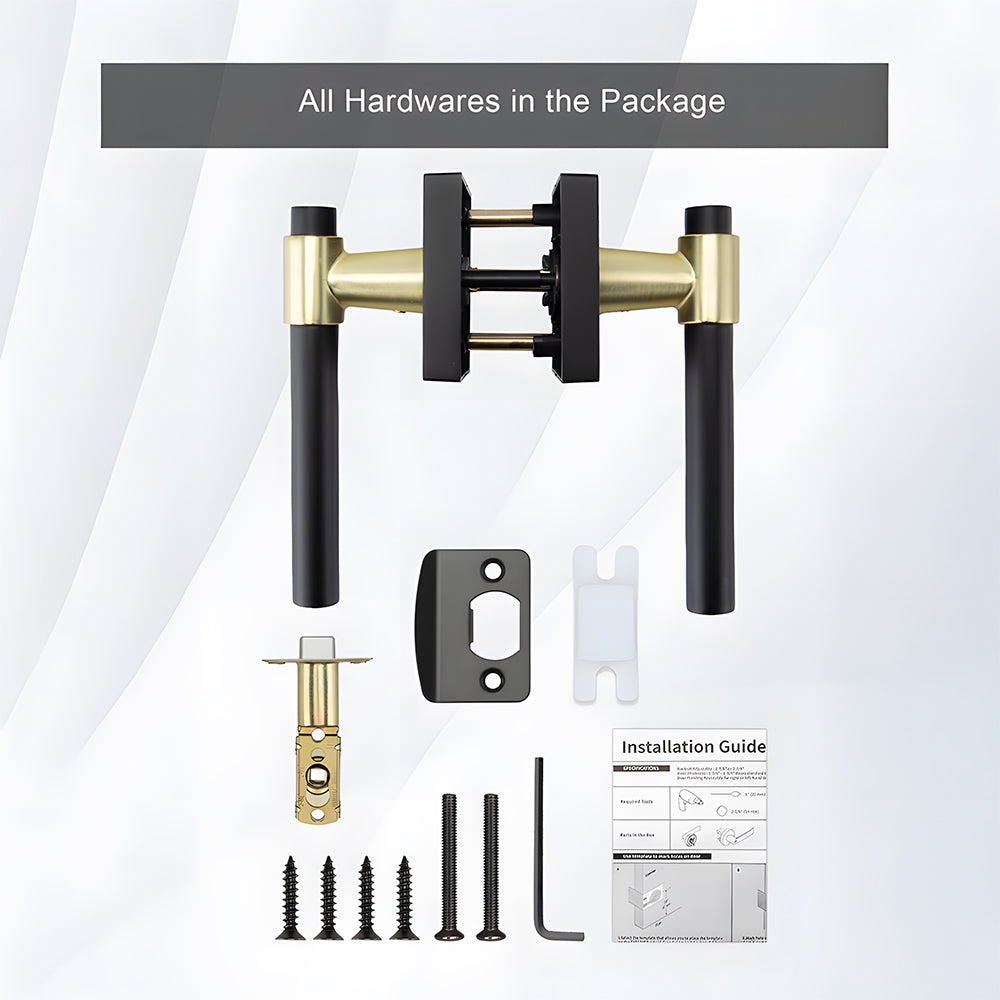 Zinc Alloy Black Gold Interior Door Handle Heavy Duty Door Lever