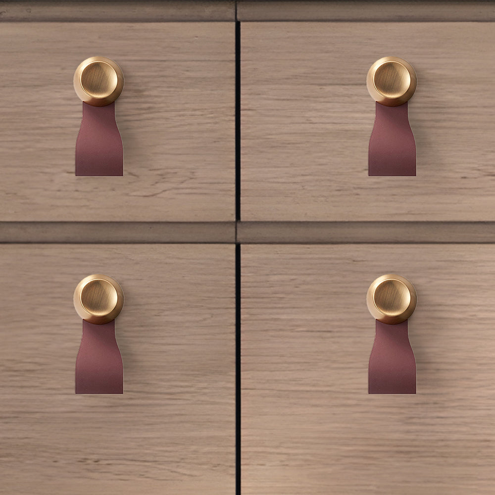 Modern Zinc Alloy Leather Cabinet Drawer Handles and Knobs