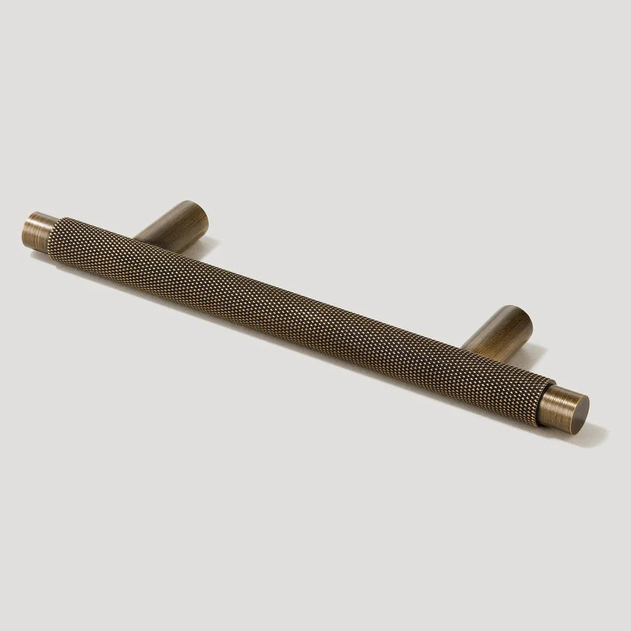 Brass Knurled T-Bar Cabinet Drawer Handles