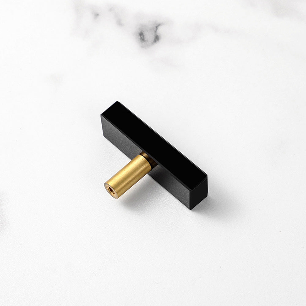 Nordic Light Luxury Marble Brass Square Cabinet Handles