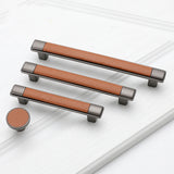Retro Brown Leather Drawer Handles