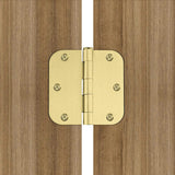 3.5 x 3.5'' Inch Satin Brass Door Hinges with 5/8'' Radius Corners