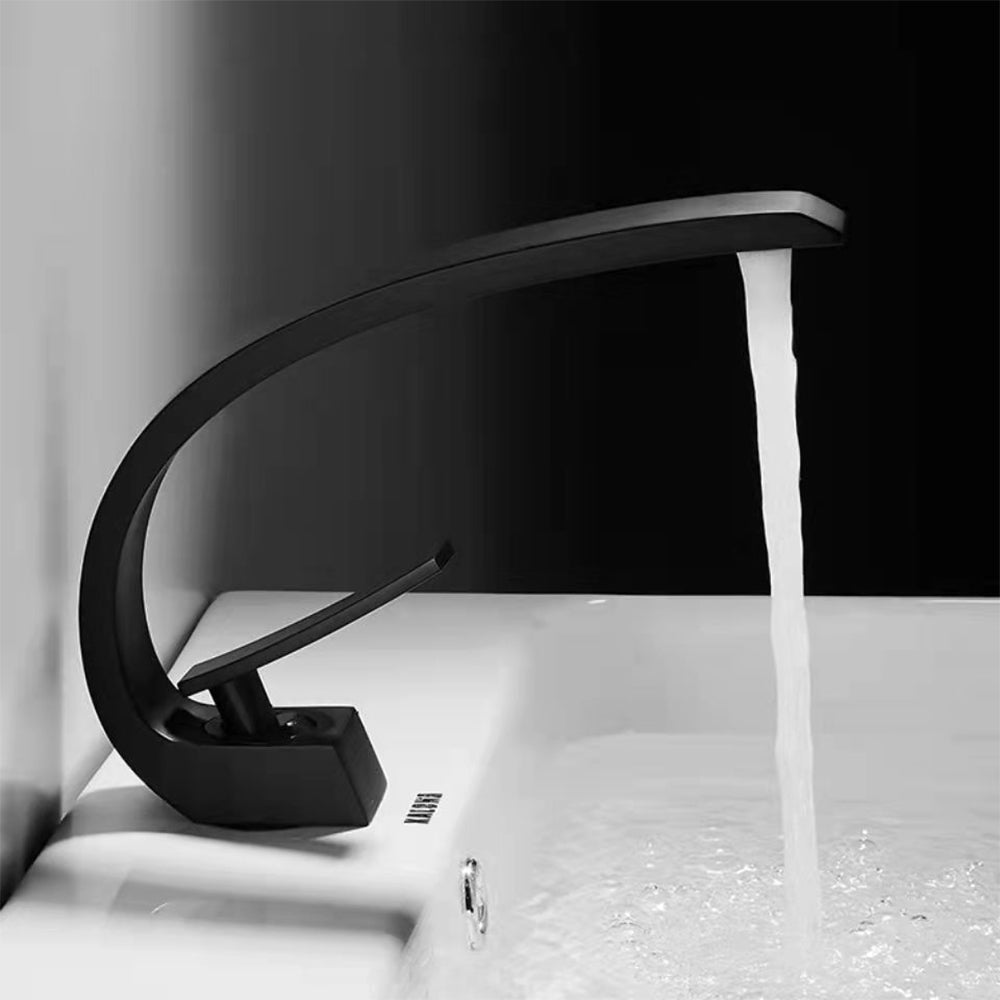Single Handle Waterfall Arc Bathroom Sink Faucet
