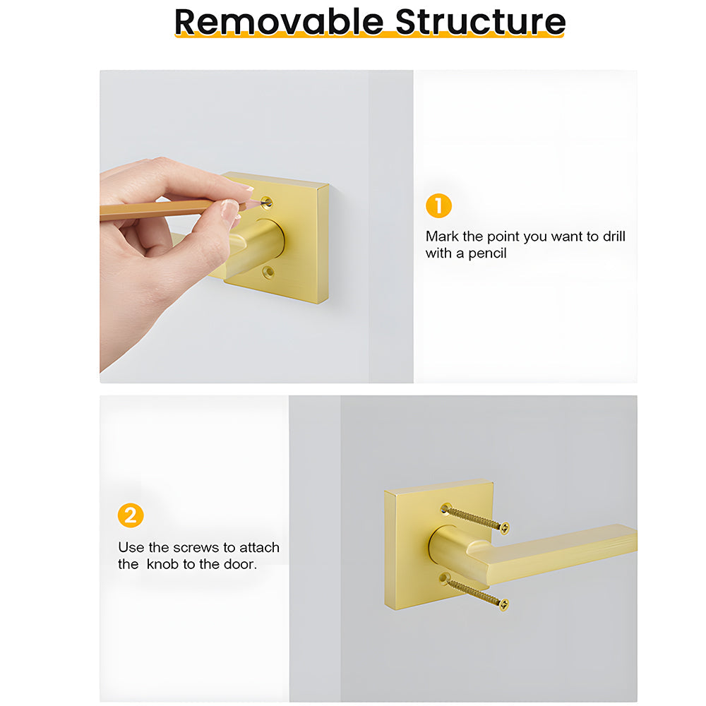 Brushed Gold Decorative Interior Door Lever Door Handle