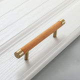 Wooden Brushed Brass Handles for Furniture Cabinet Cupboard Door