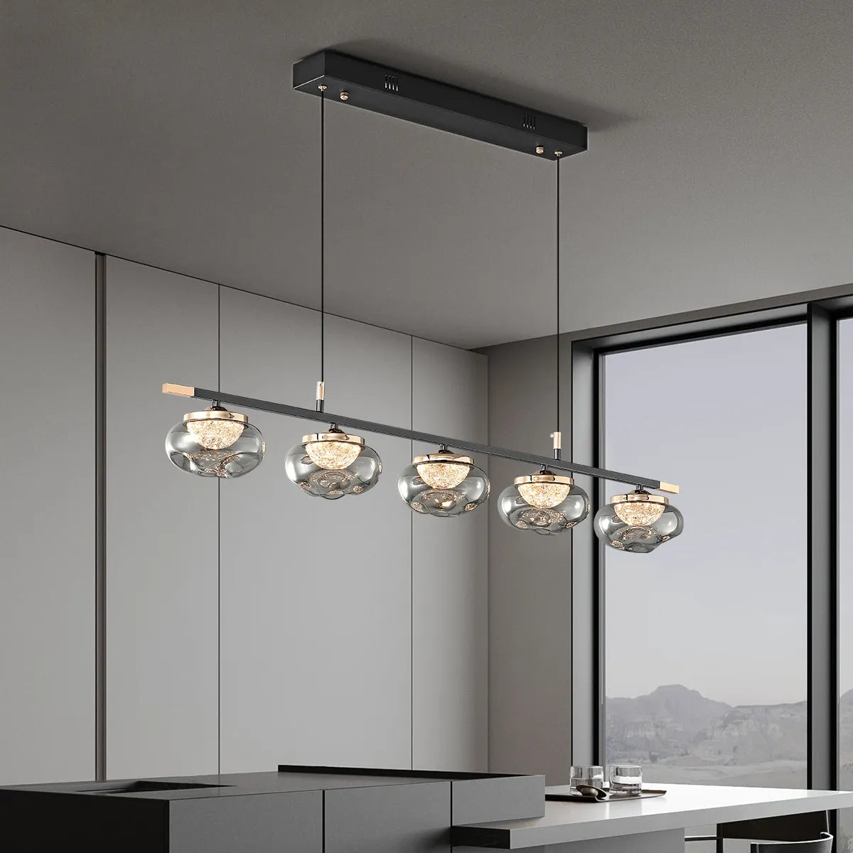 Smoked glass chandelier