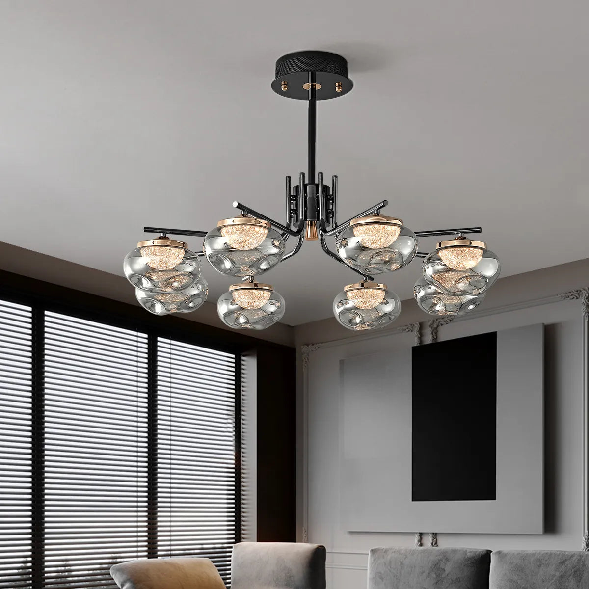 Smoked glass round pendant lamp