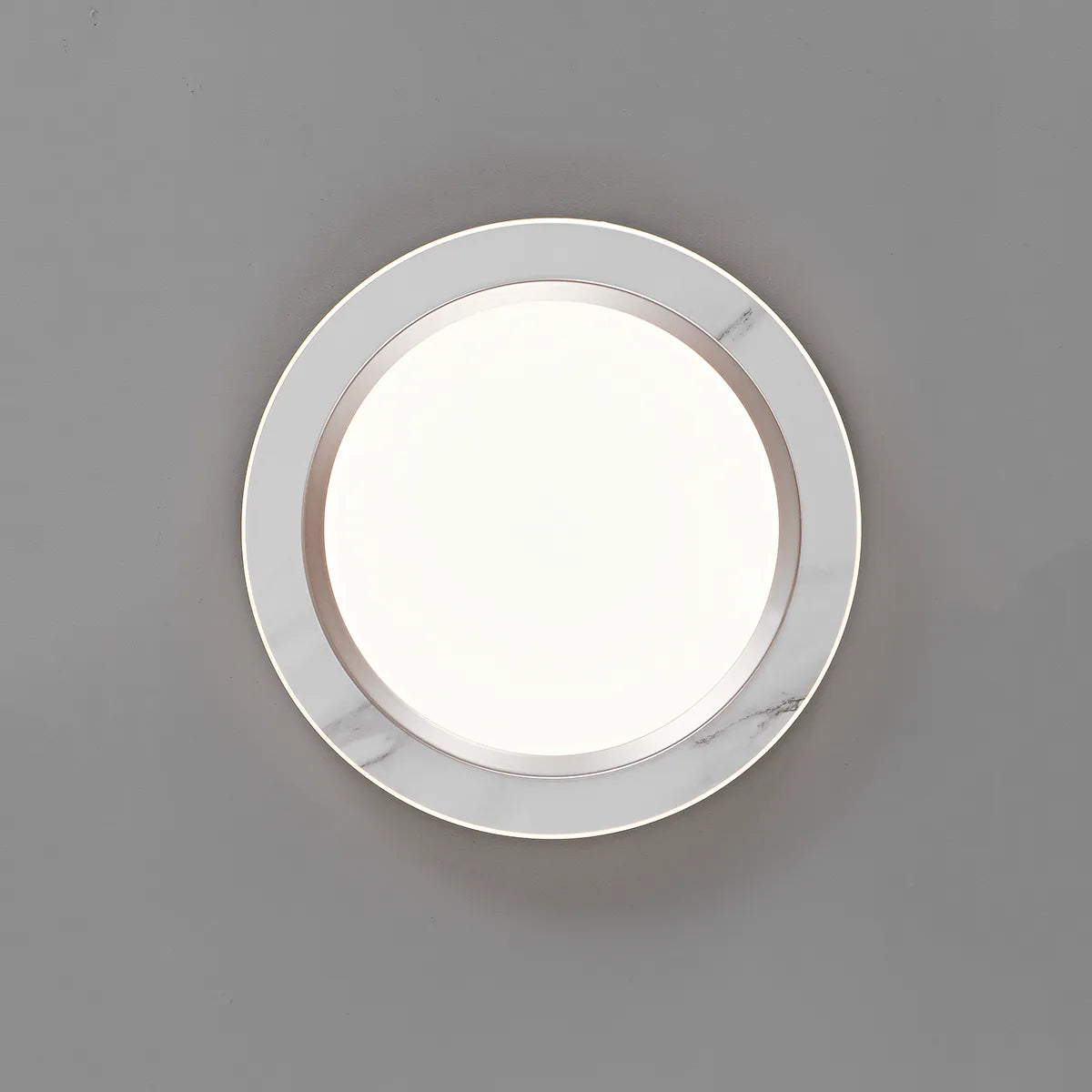 Circular rock slab ceiling light fixture