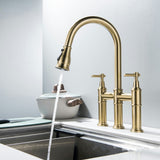 Three-hole Kitchen Sink Universal Pull-out Faucet