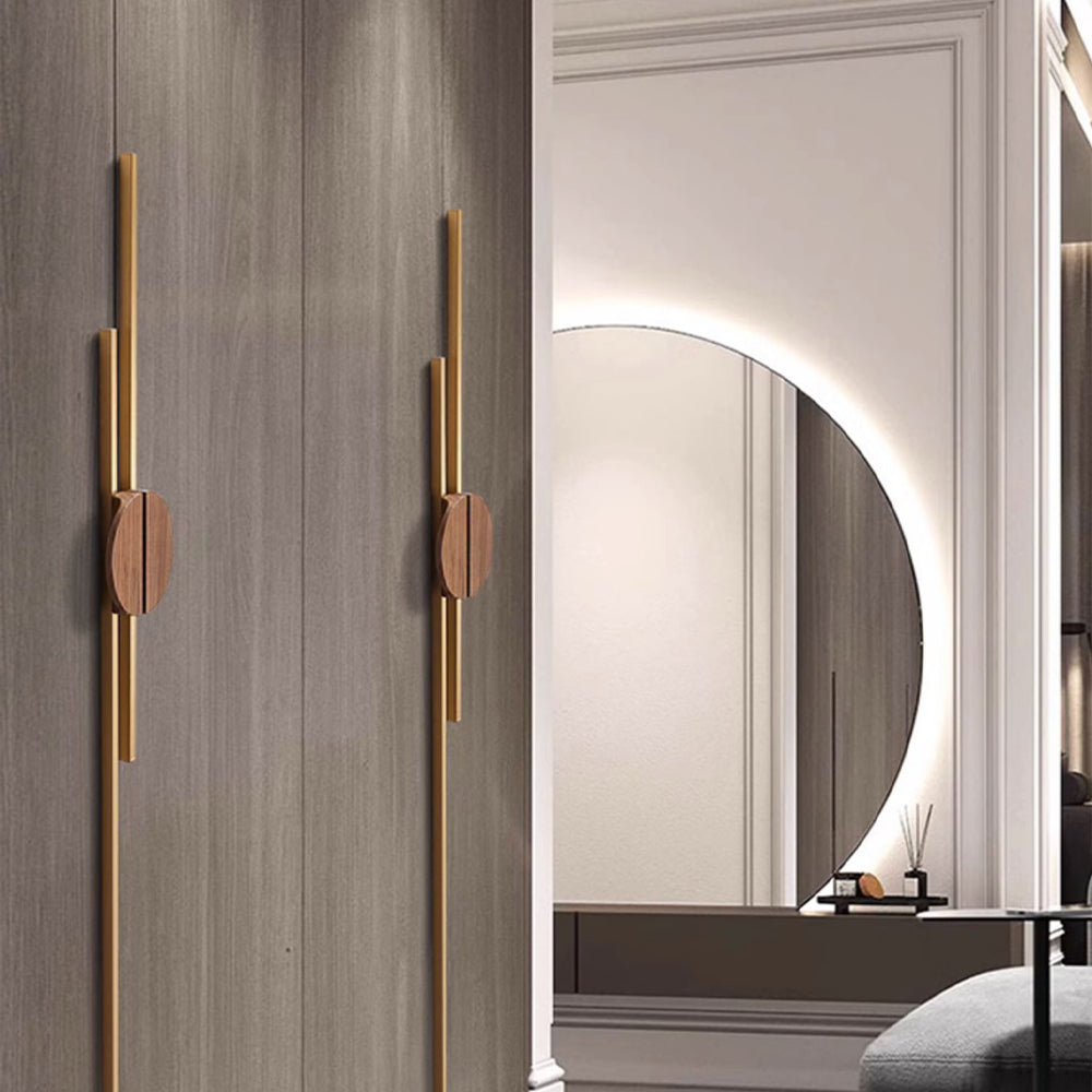 A Pair of Semicircle Wooden Natural Walnut Wardrobe Pulls