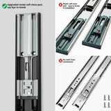 Black 3-Section Full Extension Soft Close Side Mount Ball Bearing Drawer Slides