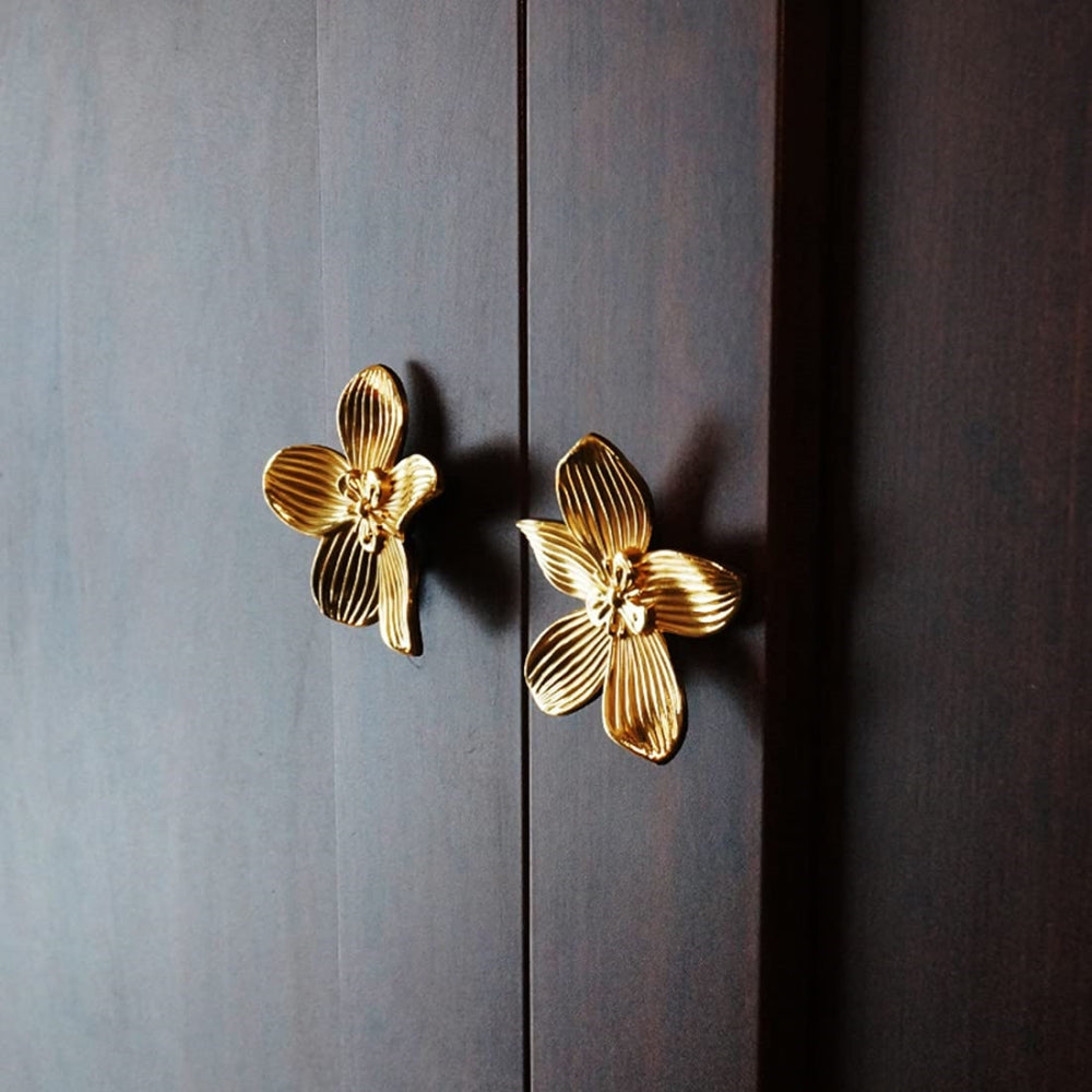 Gold Flower Brass Cabinet Knobs And Drawer Pulls