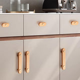 Rustic Long Beech Finish Wooden Drawer Pulls
