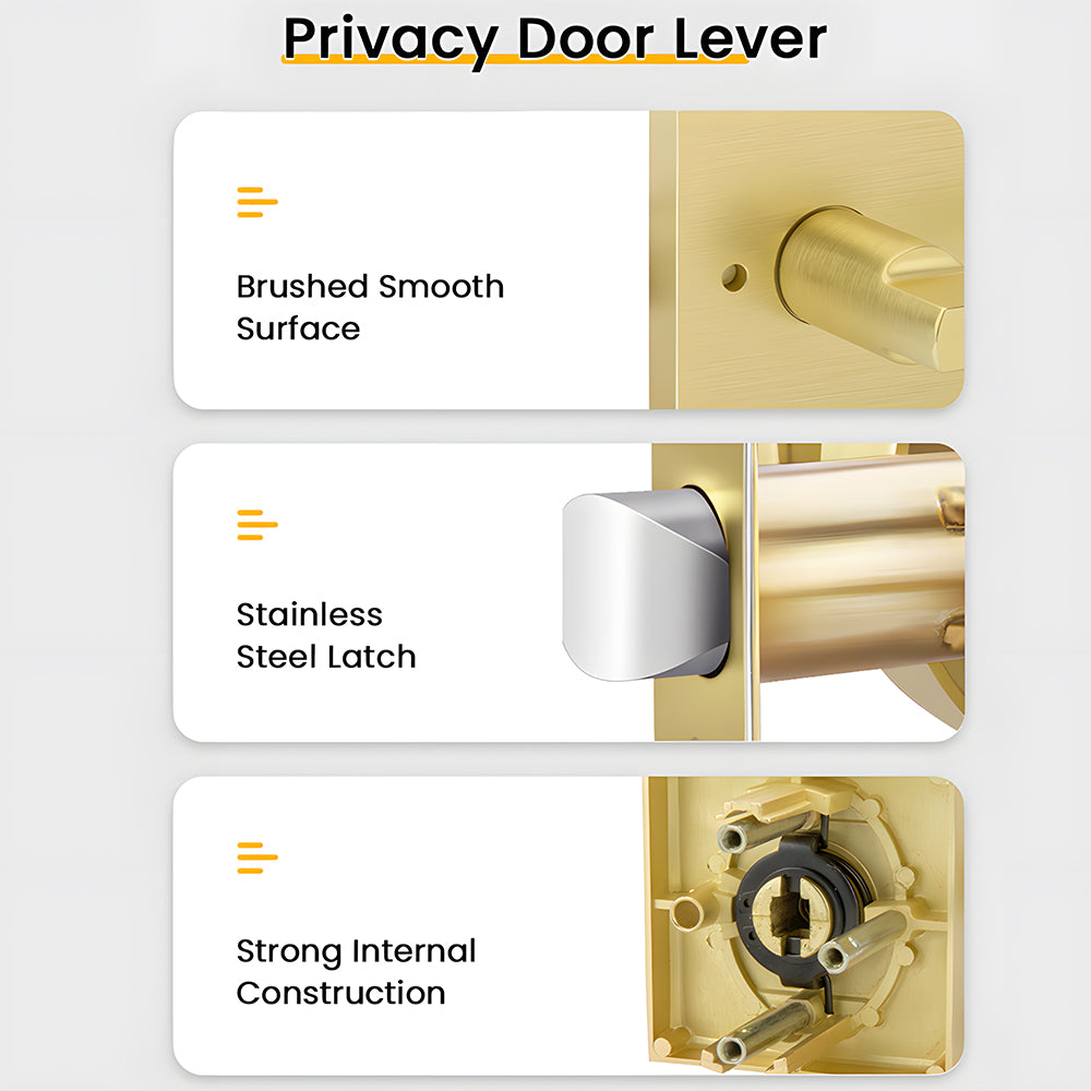 Brushed Gold Decorative Interior Door Lever Door Handle