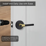 Black and Gold Interior Door Lever Handle for Bedroom Bathroom