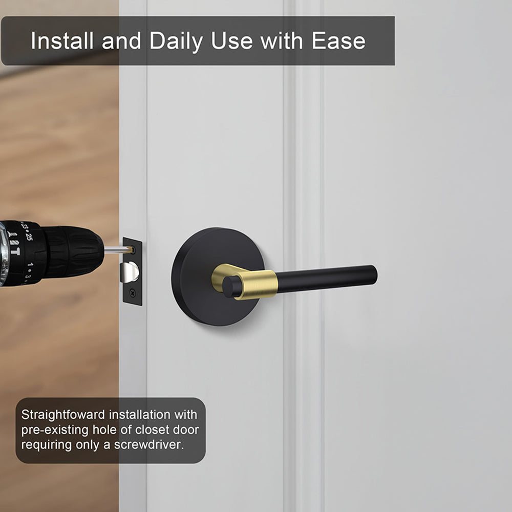 Black and Gold Interior Door Lever Handle for Bedroom Bathroom