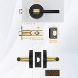 Black and Gold Interior Door Lever Handle for Bedroom Bathroom