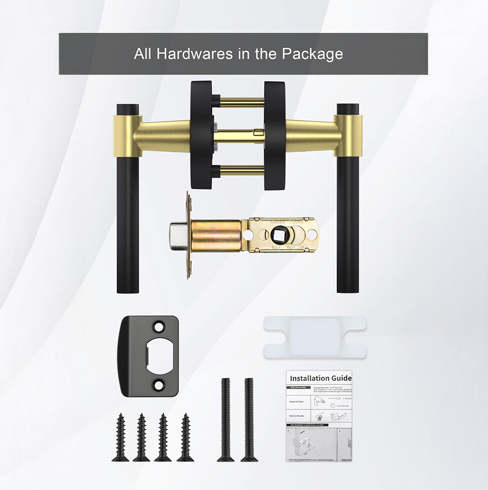 Black and Gold Interior Door Lever Handle for Bedroom Bathroom