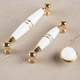 Light Luxury Gold White Creamic Kitchen Door Handles