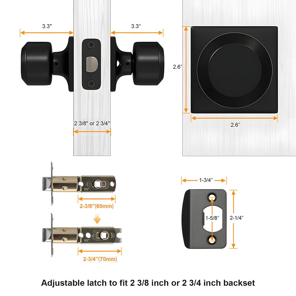Black Simple Round Passage Door Knob for Hallway
