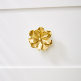 Modern Drawer Knob Brass Flower Knob Gold Decorative Knob for Kitchen