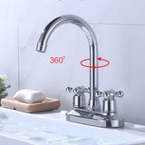 Modern 2-handle Silver Centerset Bathroom Sink Faucet