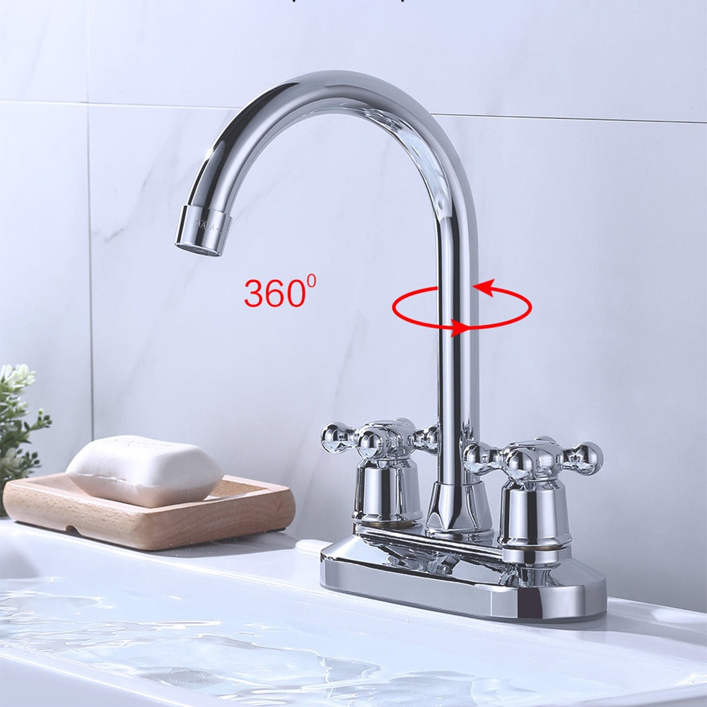 Modern 2-handle Silver Centerset Bathroom Sink Faucet