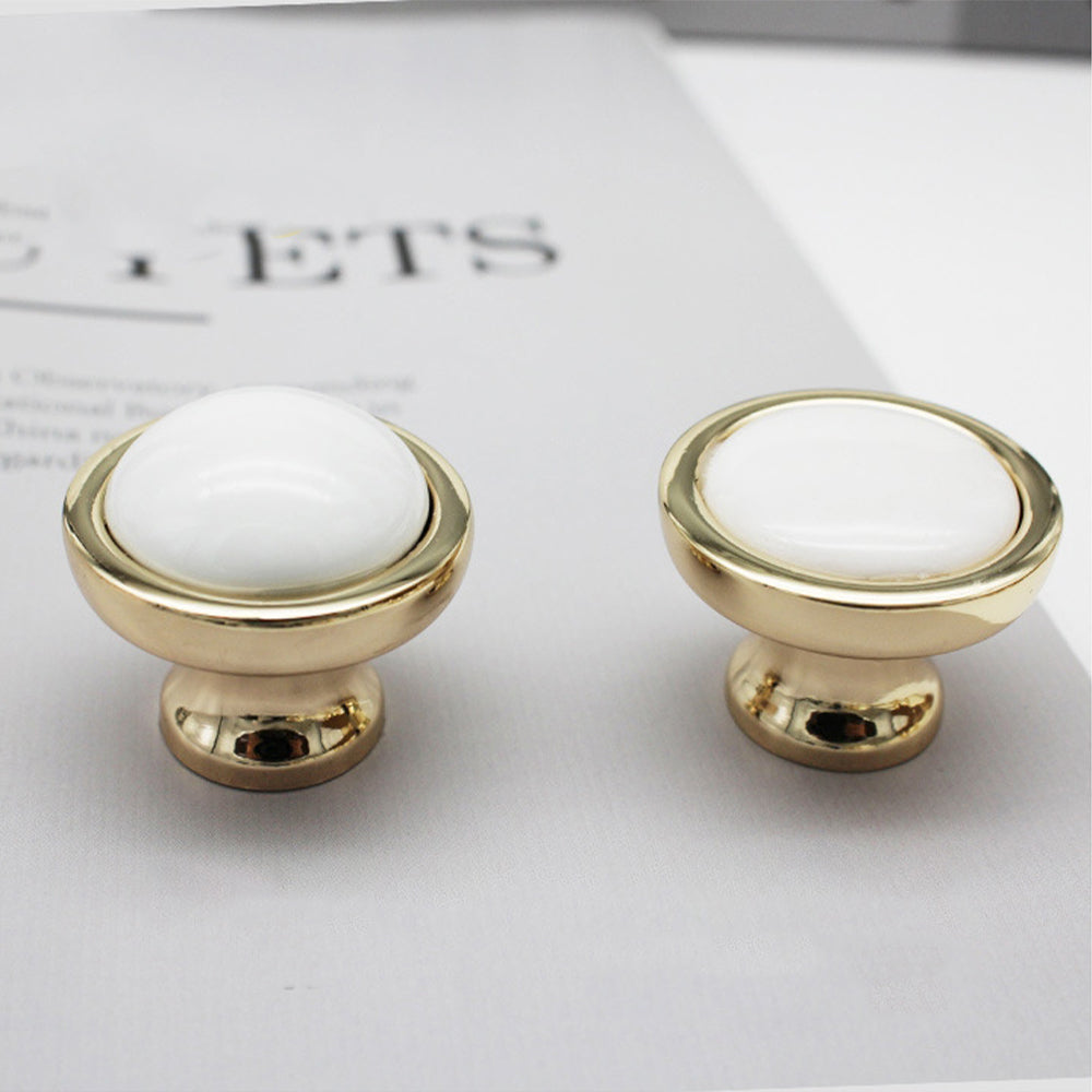 Light Luxury Gold White Creamic Kitchen Door Handles