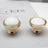 Light Luxury Gold White Creamic Kitchen Door Handles