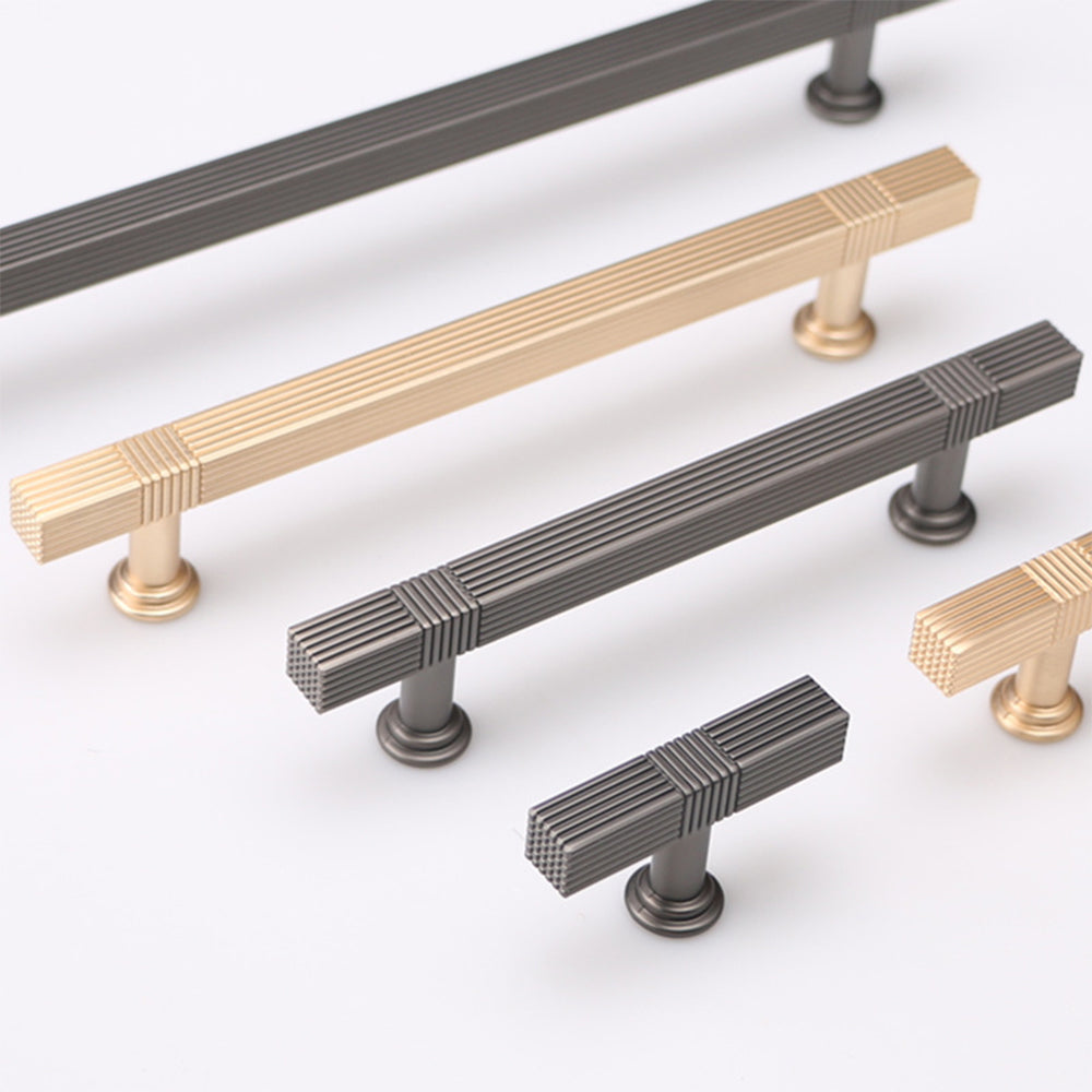 Modern Solid Thickened Zinc Alloy Square Stripe Cabinet and Drawer Handles