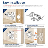 Cabinet Hinges Soft Close Hinges For Frameless Kitchen Cabinets Door 1.2mm Thickness Stainless Steel Nickel Plated Finish
