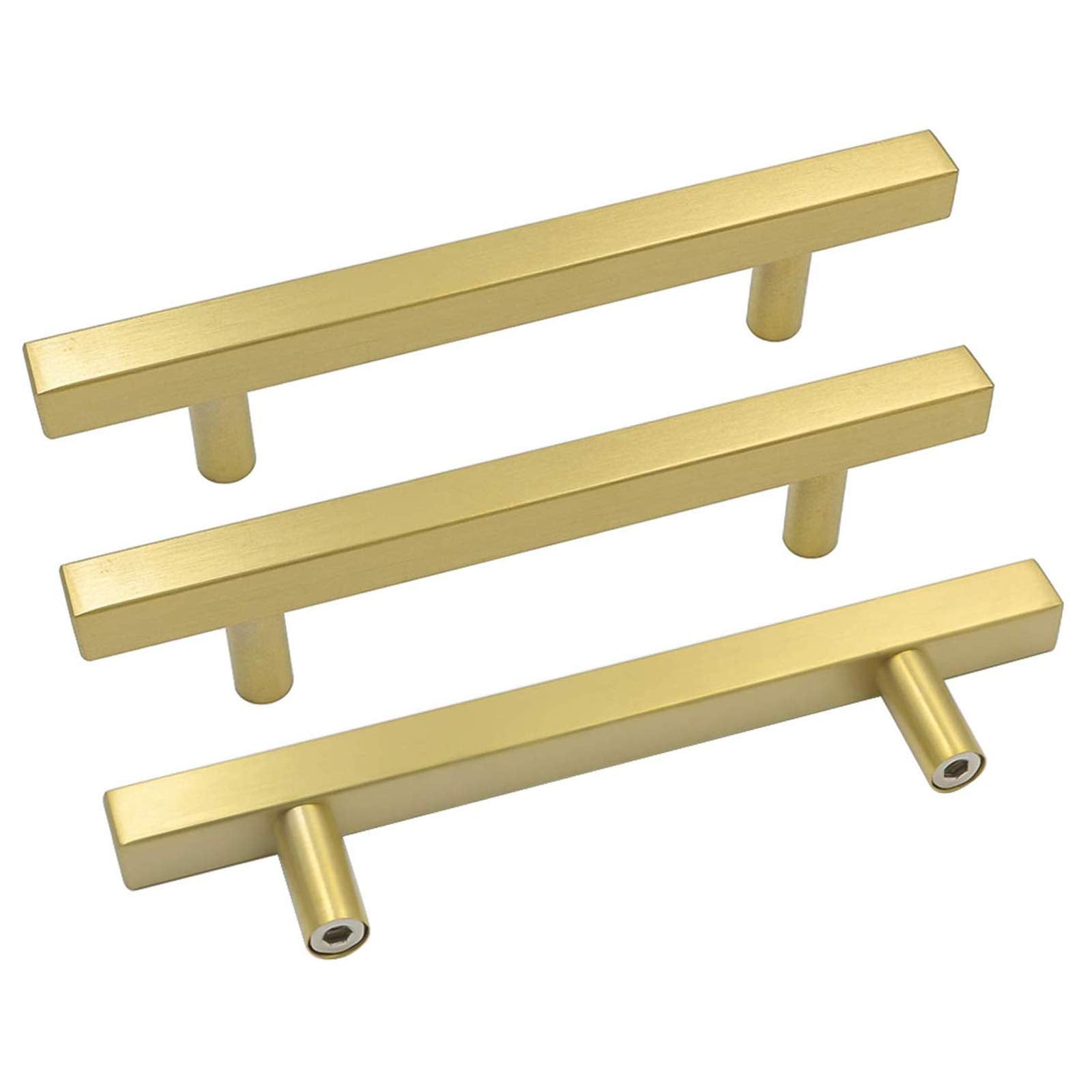 Square Brushed Gold Cabinet Pulls  For Kitchen