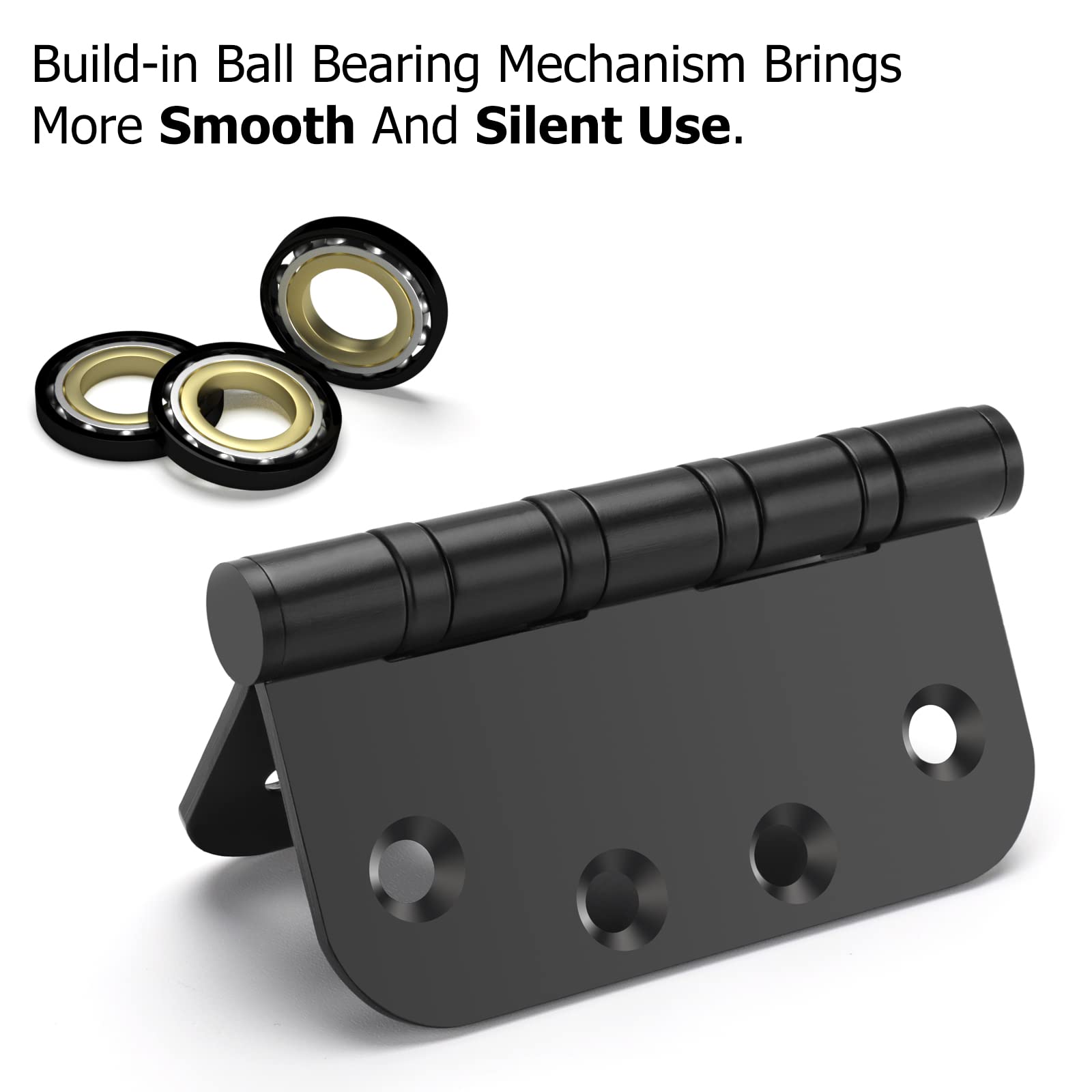Stainless Steel Black Ball Bearing 4'' with 5/8'' Radius Corners Door Hinges for Heavy-Duty Door