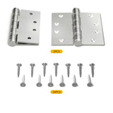 Satin Nickel 4in x 4in Ball Bearing  with Square Corner Door Hinges for Exterior Doors
