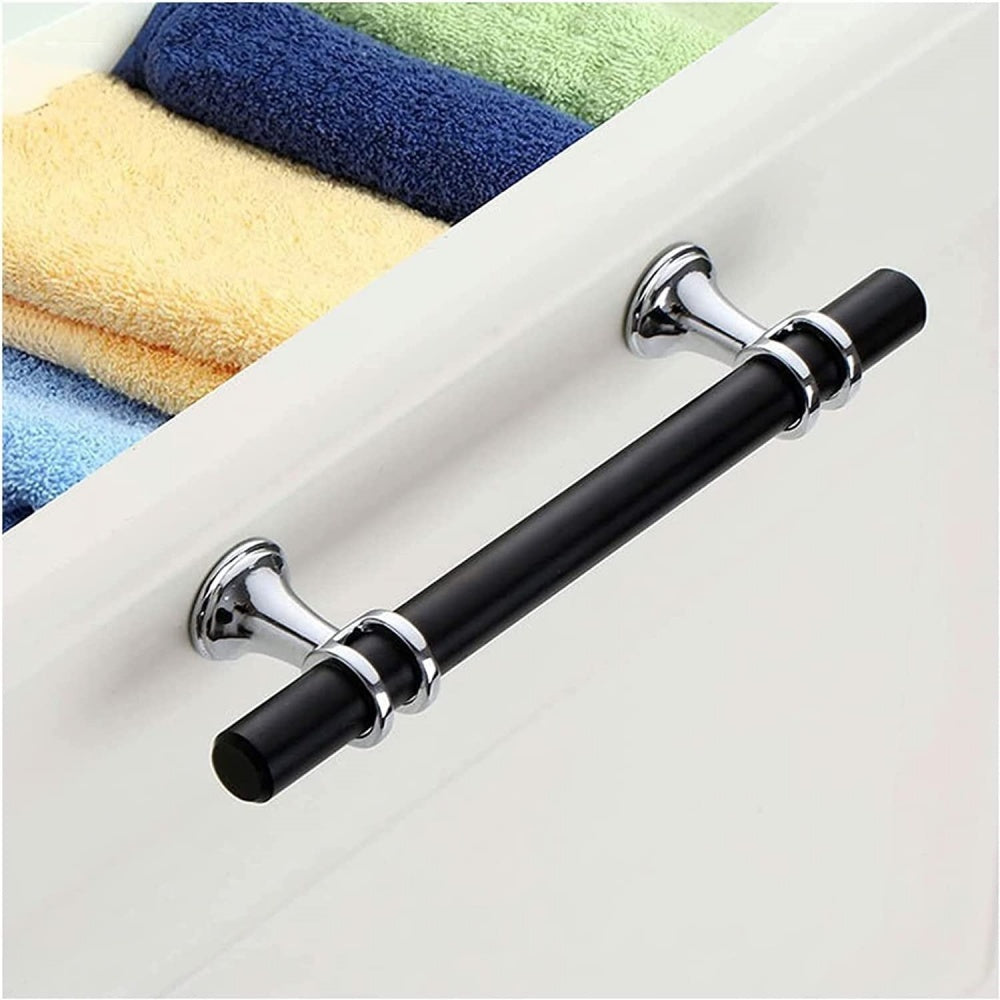 Brushed Nickel & Black Cabinet Pulls Solid Modern Drawer Pulls
