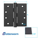 Matte Black 4in x 4in Ball Bearing with Square Corners Door Hinges for Exterior Doors