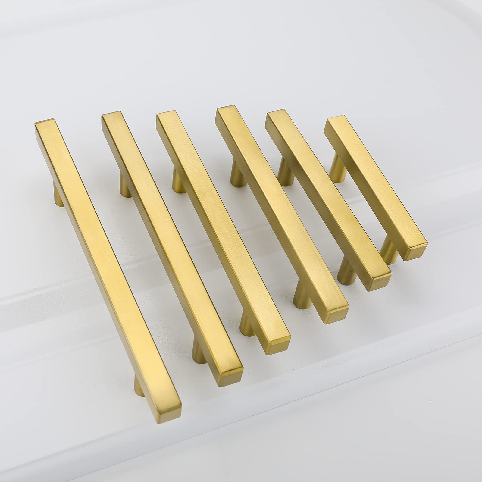 Square Brushed Gold Cabinet Pulls  For Kitchen