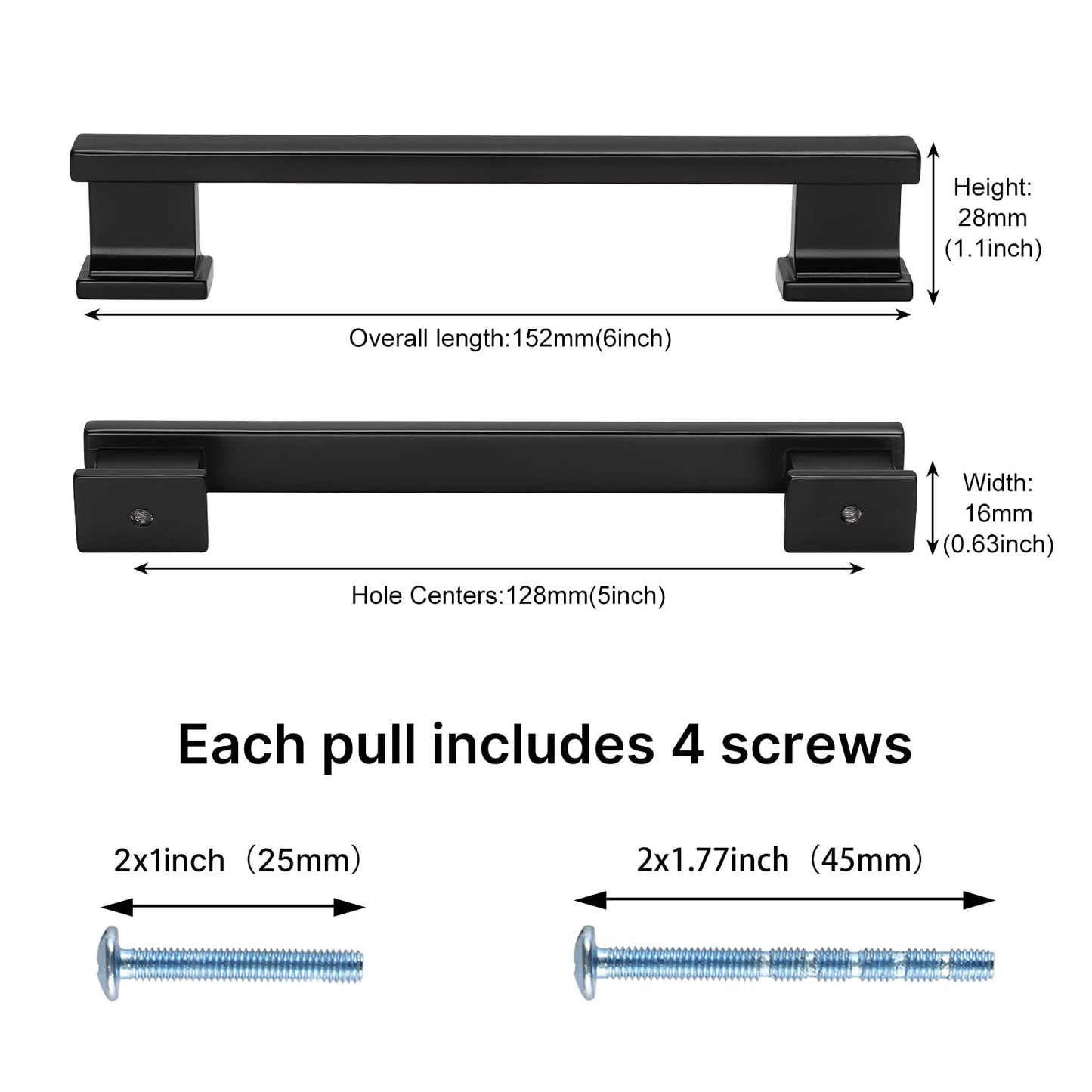 Cabinet Pulls Black & Silver Solid Aluminum Alloy Kitchen Handles