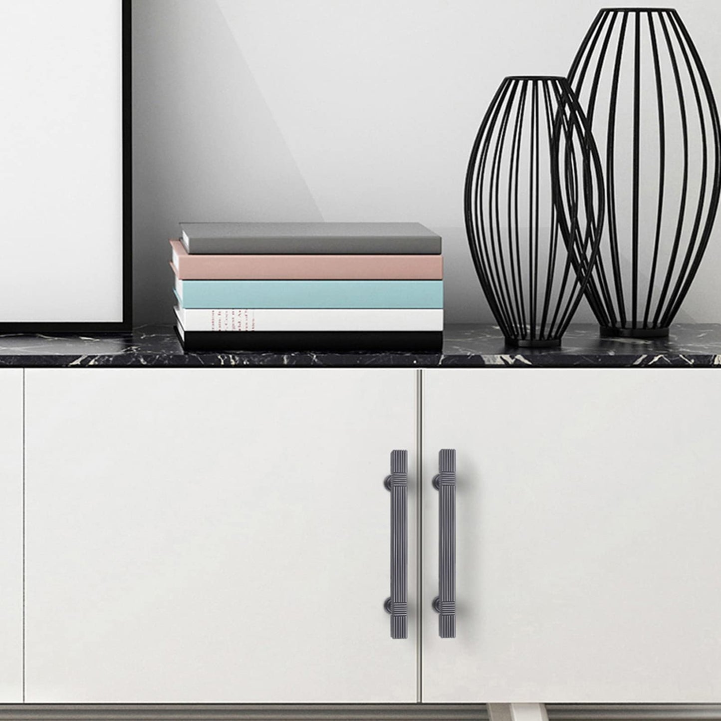 Modern Solid Thickened Zinc Alloy Square Stripe Cabinet and Drawer Handles