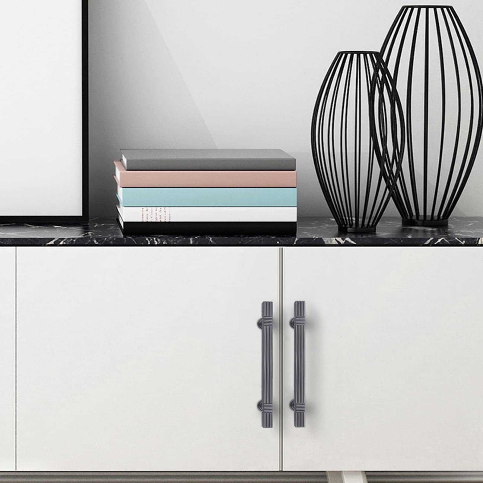Modern Solid Thickened Zinc Alloy Square Stripe Cabinet and Drawer Handles