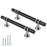 Brushed Nickel & Black Cabinet Pulls Solid Modern Drawer Pulls